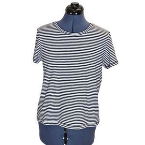 Aerie navy blue and white striped crew neck short sleeve boxy t-shirt large